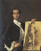 Luis Melendez Self-Portrait with a Drawing of a Male Nude oil